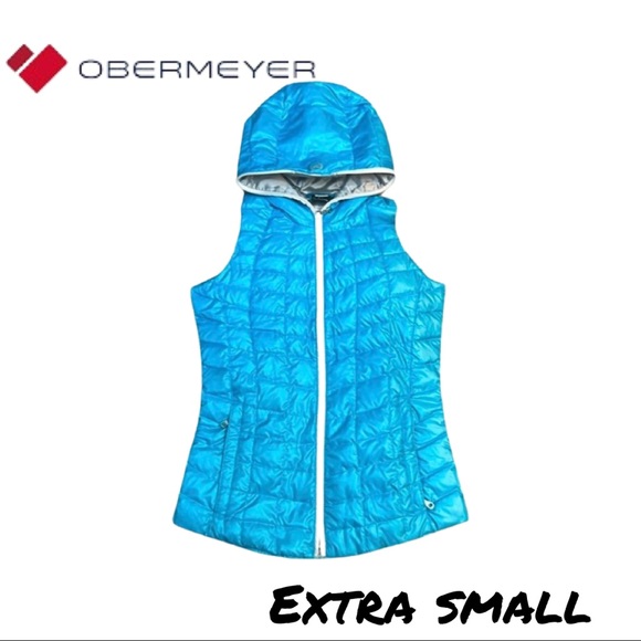 Obermeyer Jackets & Blazers - Obermeyer Women's XS Blue Kassi Quilted Hooded Down Zip Puffer Ski Vest